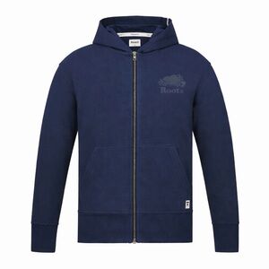 Men’s Roots Organic Original Full Zip Hoodie Size Med Navy Blue✨New Condition✨